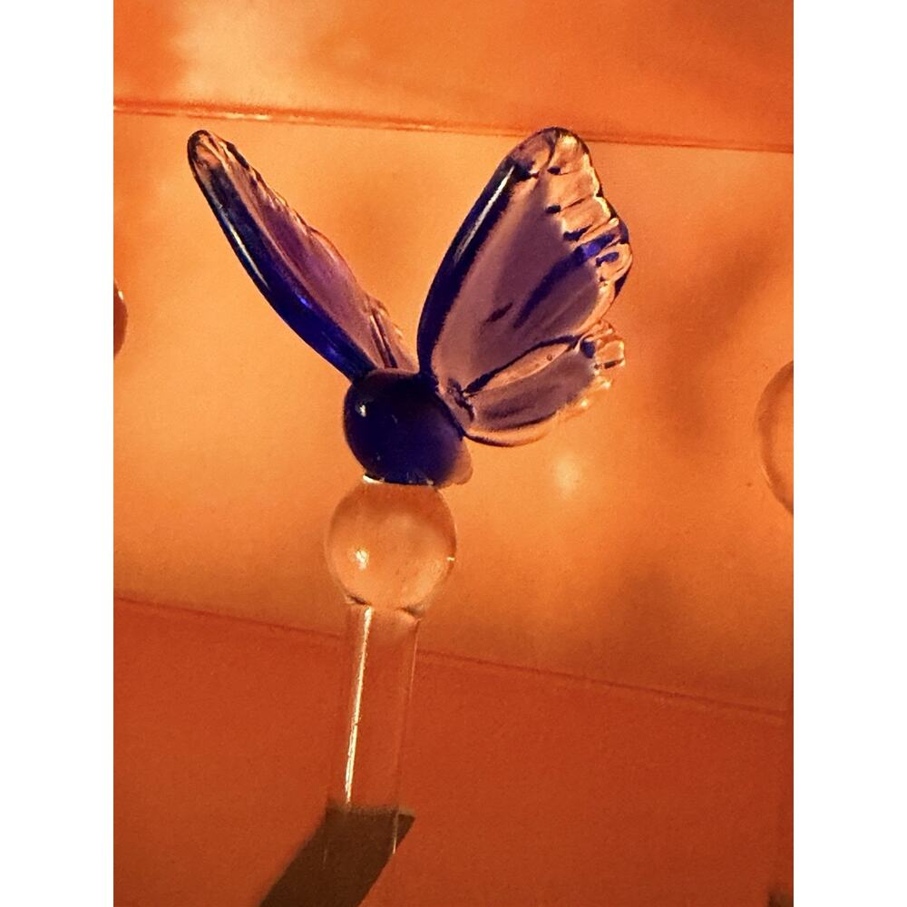 NIB SET of 4 MARQUIS by WATERFORD 8" GLASS BUTTERFLY SWIZZLE STICKS